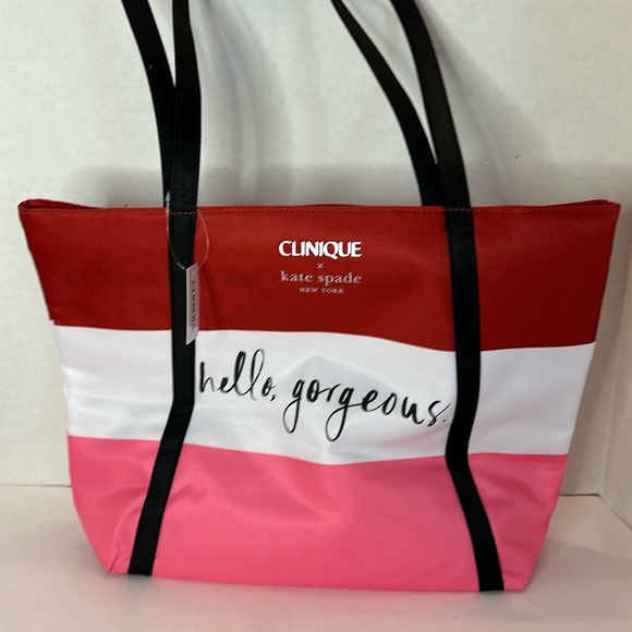 Clinique x Kate Spade Fabric Tote Bag with Cosmetic Bag Hello Gorgeous 2023 - Picture 2 of 8